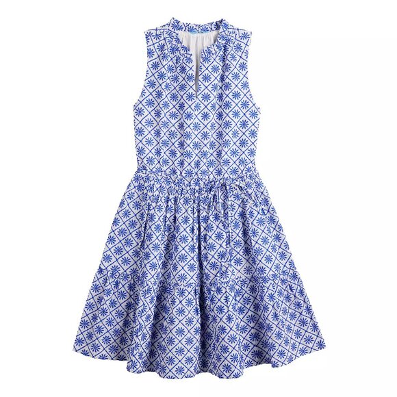 NWT Draper James RSVP Embroidered Blue & White Floral Baby Doll Dress 3X Plus - Picture 1 of 14